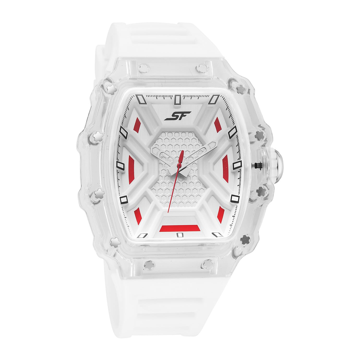 SF Maiden Voyage Sport Watch Quartz Analog with White Dial White Silicon Strap Watch for Men - 77178PP05W