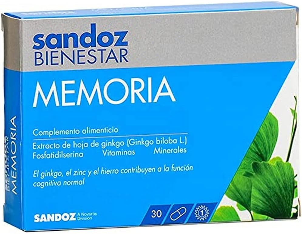 Sandoz Bienestar MEMORIA 30 cápsulas - Ginkgo, fosfatidilserina, vitaminas, minerales
