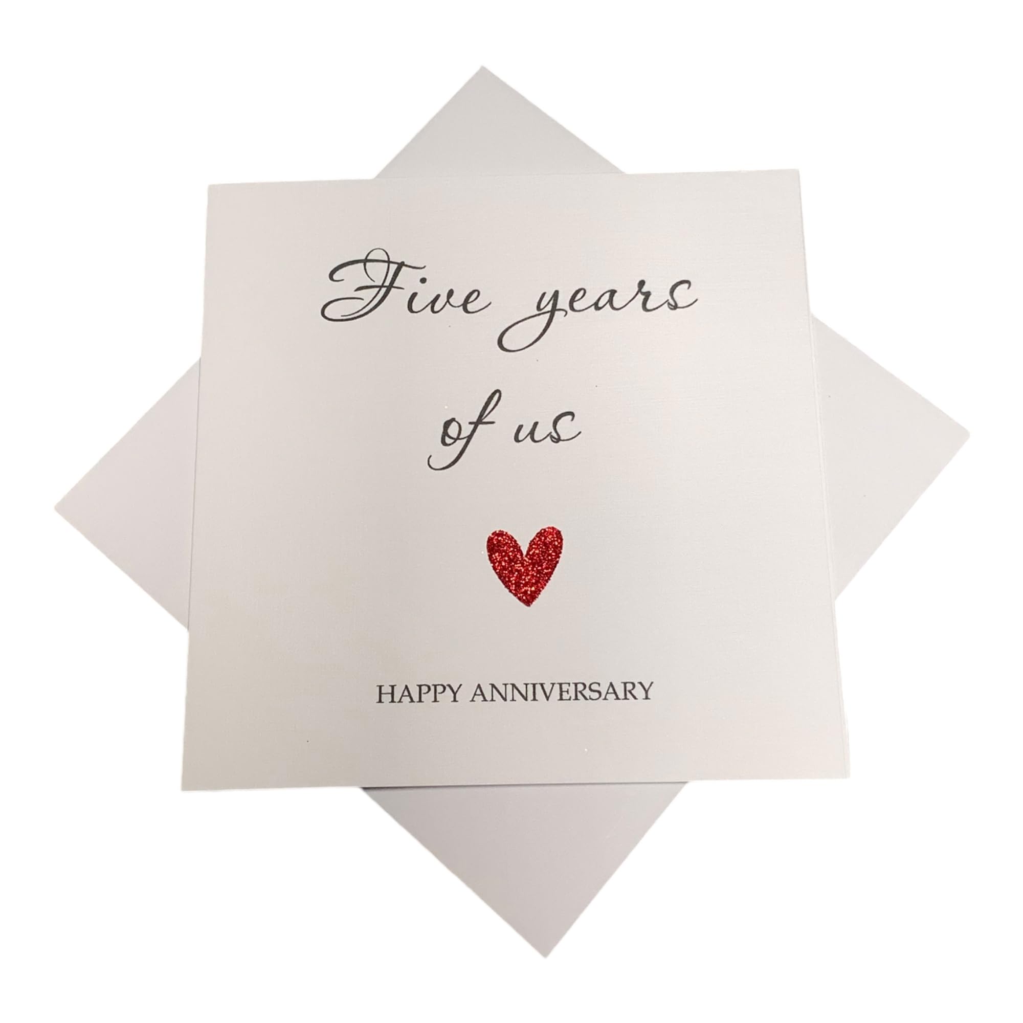 5th Anniversary Card - Wood 5 Year Fifth Personalised Gift for Wife Husband Boyfriend Girlfriend Partner - Choose Glitter Heart - Various Designs (Year Of Us)