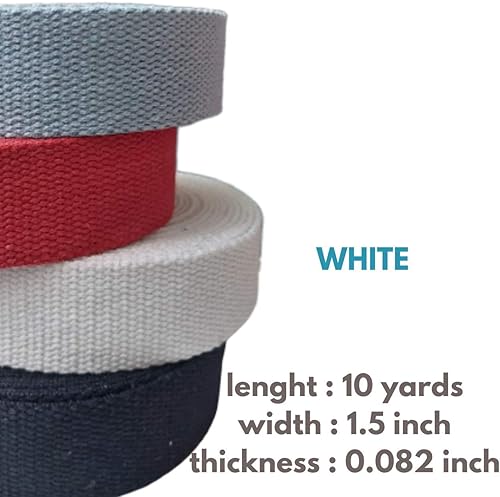 Miniatura 7 de Correas de algodón pesado de 1 12 pulgadas - Correas para artes y manualidades - (blanco, 10 yardas) - MATADOR USEFUL GOODS