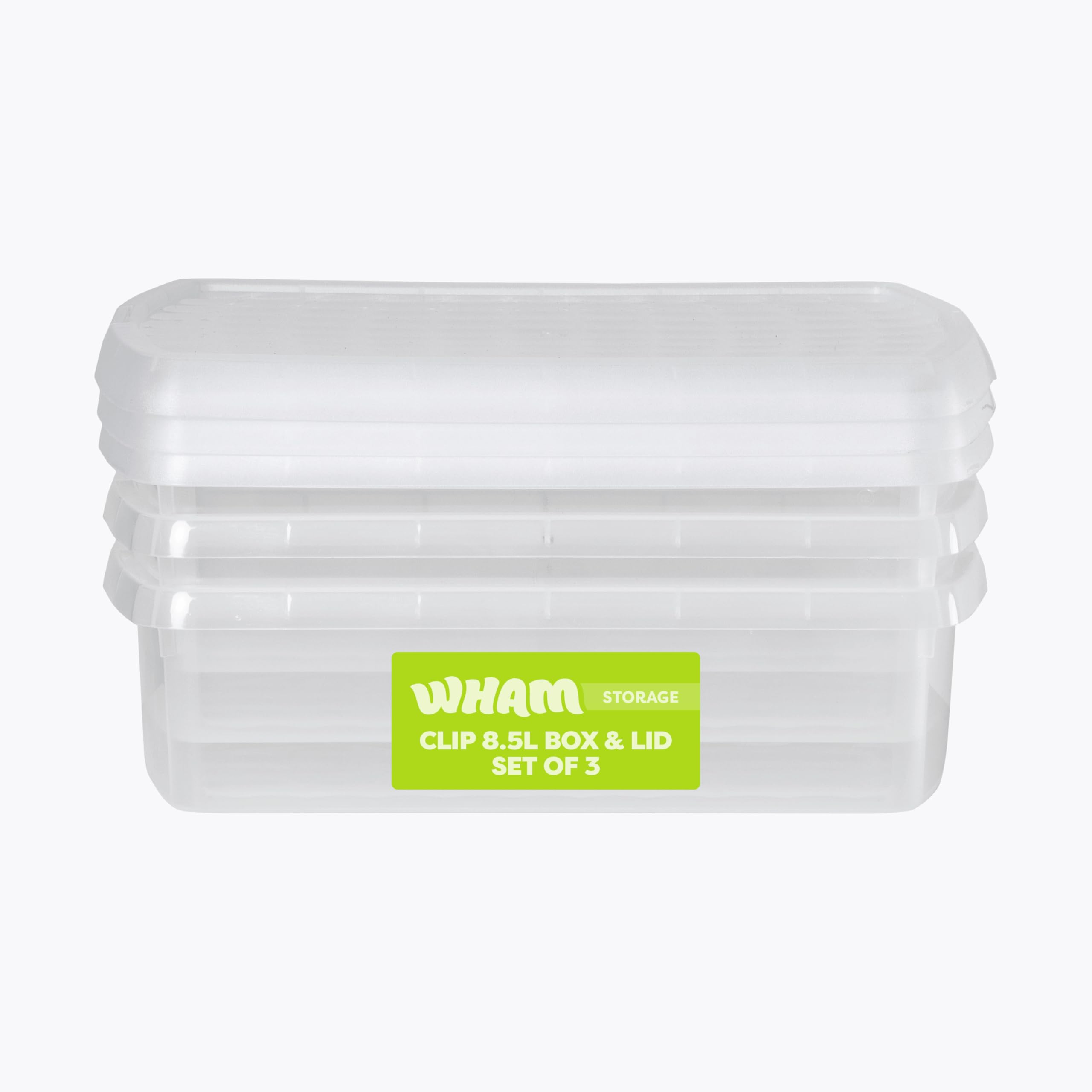 Wham Clip 3X 8.5L Rectangular Plastic Storage Boxes With Clip Lock Lids. Ideal For HomeOfficeToys & MoreClear/clear from B&Q