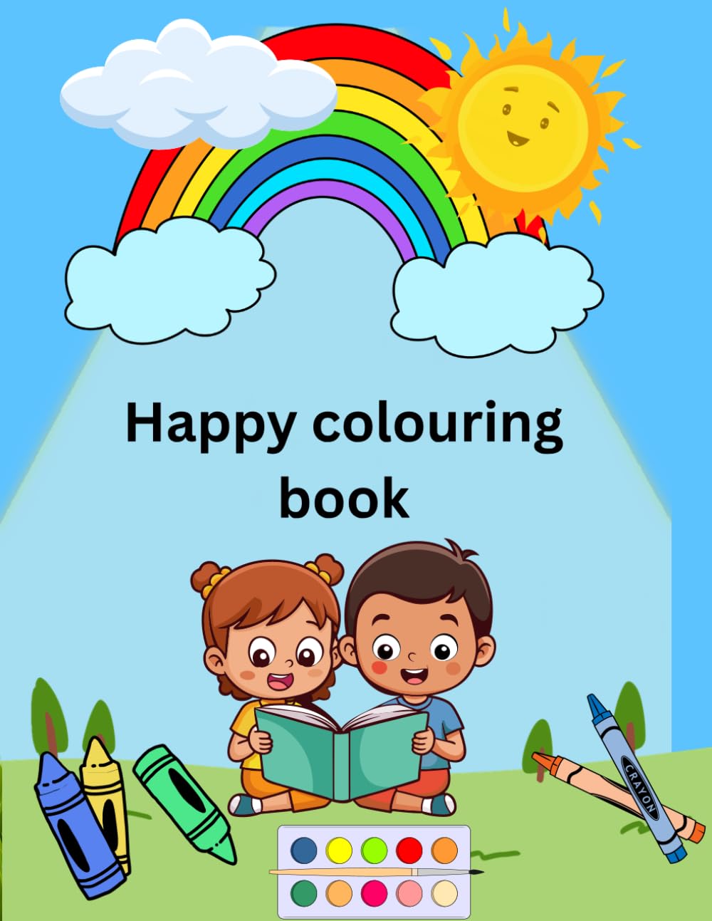 Happy colouring book: Fun and easy christmas colouring pages for children