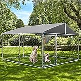 LETATA Large Outdoor Dog Kennel Playpen for Large Dogs Heavy Duty Metal Outside Dog Cage Fence with