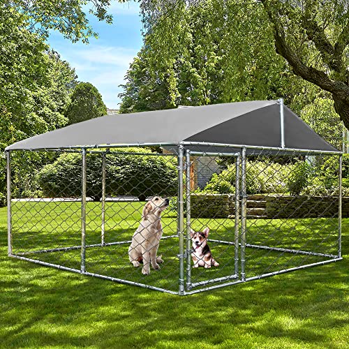 Letata Large Outdoor Dog Kennel Playpen For Large Dogs Heavy Duty Metal Outside Dog Cage Fence With Waterproof Protection Cover Dog Run Enclosure With Secure Lock For Backyard #TOP2