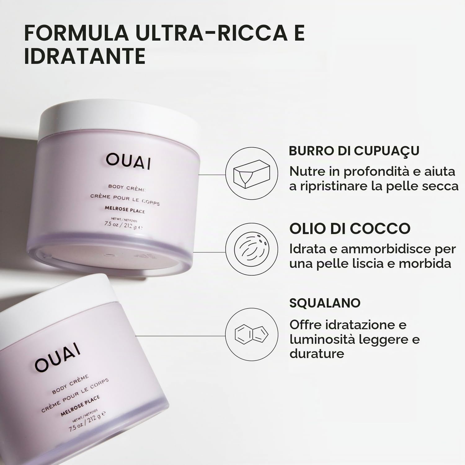 OUAI Body Crème, Melrose Place Scent, 7.5 Oz