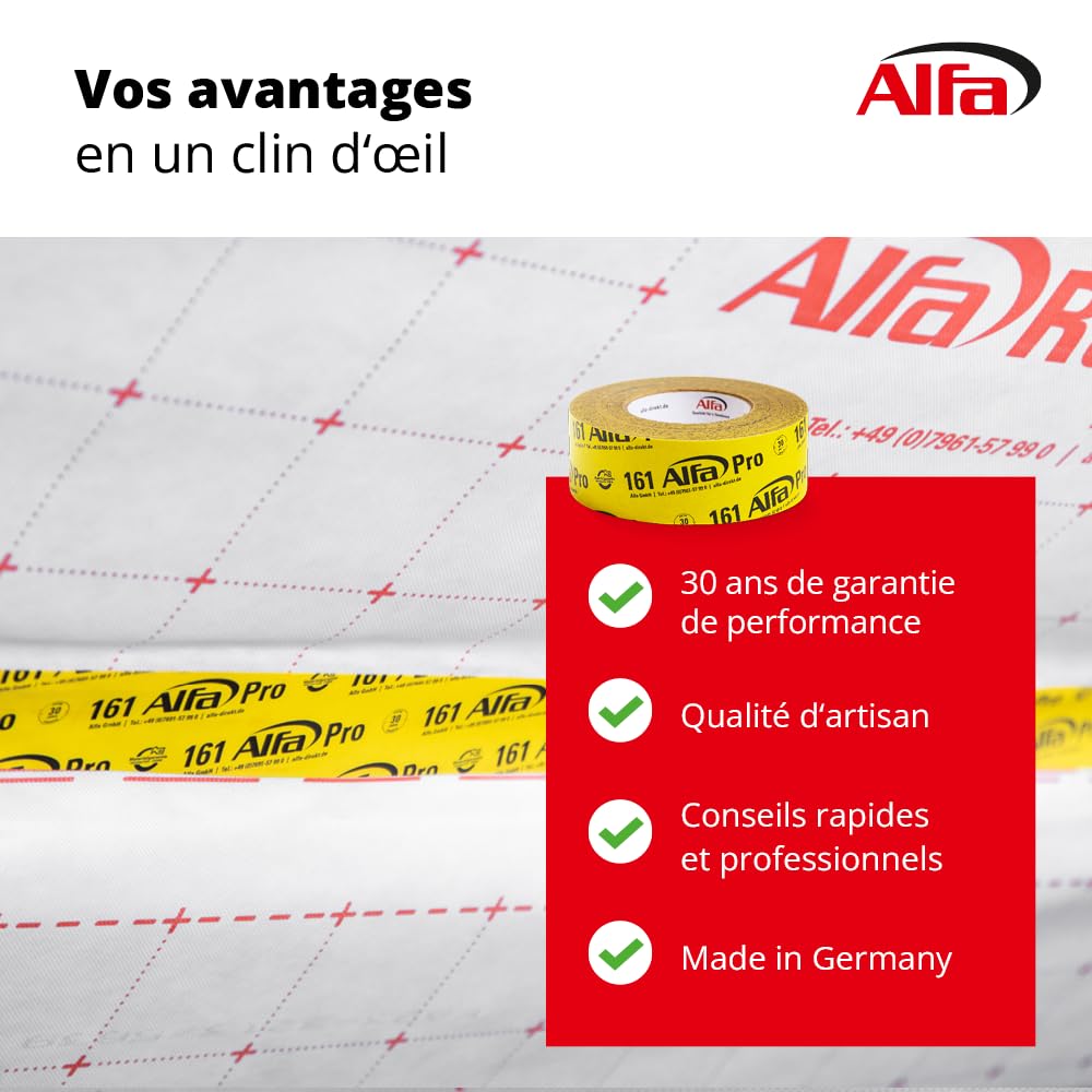 Alfa 161 Pro» - Ruban adhésif en papier haute performance, 2 pièces, 50 mm x 25 m, ultra fixant à usage intérieur