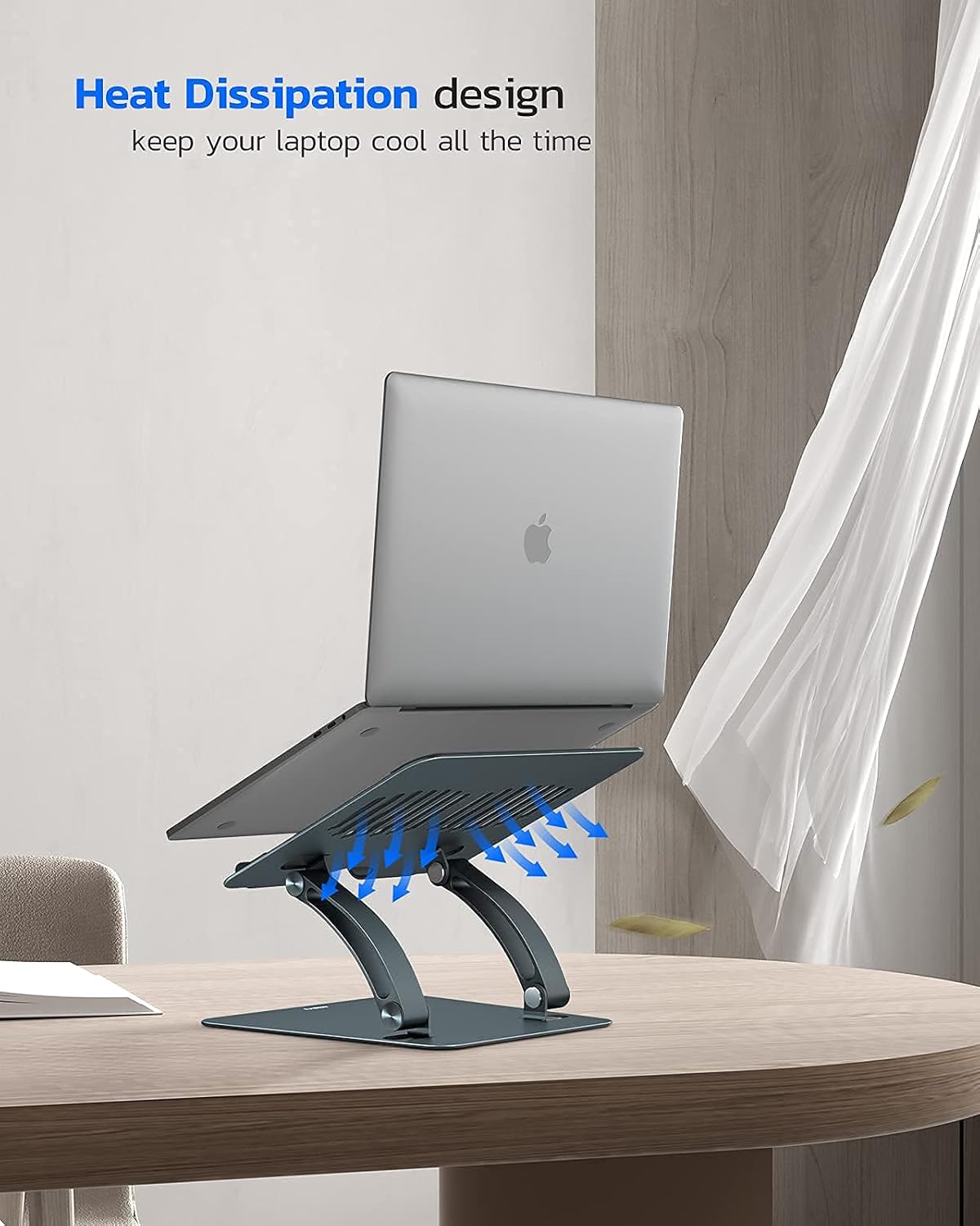 Adjustable Laptop Stand for Desk, Nulaxy Ergonomic Portable Laptop Stand Up to 10.6" with Heat-Vent , Laptop Riser Supports Upto 11Lbs, Compatible with MacBook Pro All Laptops 11-16"(Silver) : Electronics