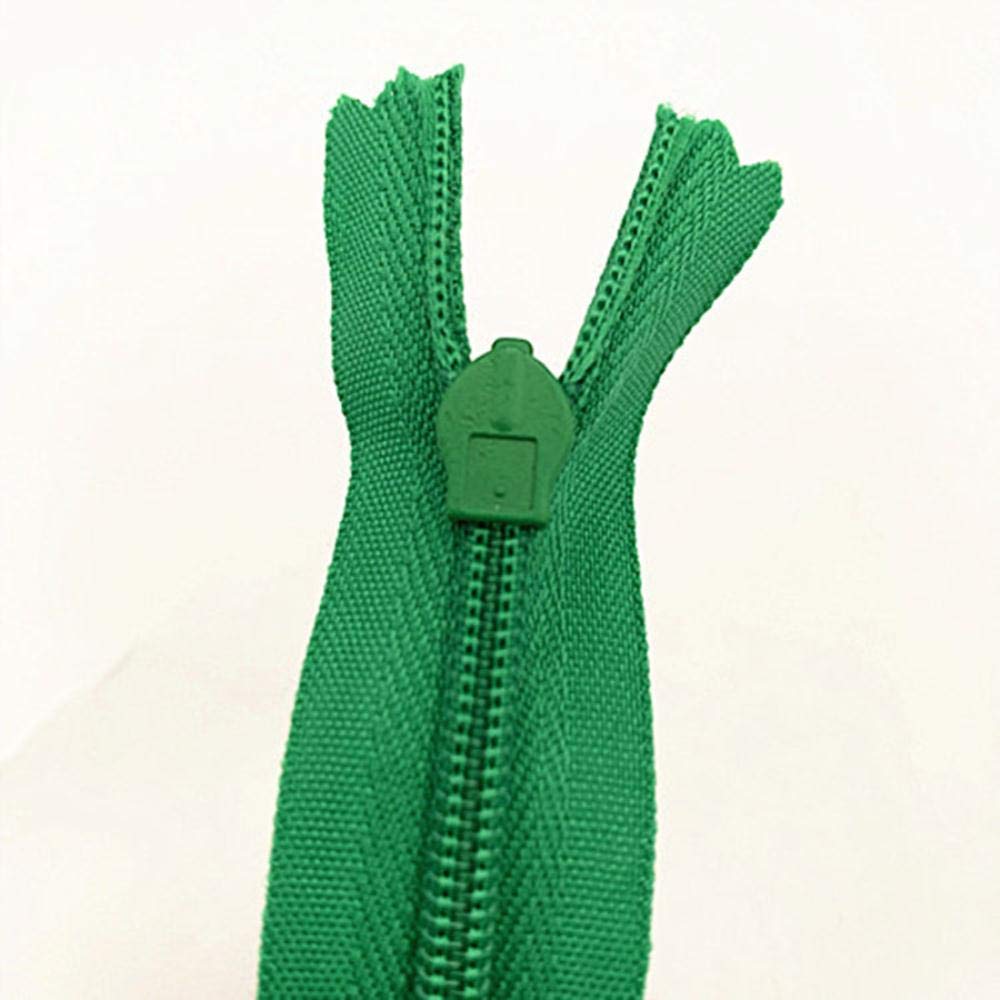 50 piezas, 28-60 cm de largo, cremallera oculta, bricolaje, anillo de cremallera de costura de nailon, verde hierba, 50