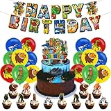 誕生日 飾り付け トゥントゥントゥンサフール Tung Tung Tung Sahur 子供 バルーンセット Happy Birthday 風船セット ケーキトッパー 女の子 男の子 可愛い 記念日 お誕生日会用品 30点セット