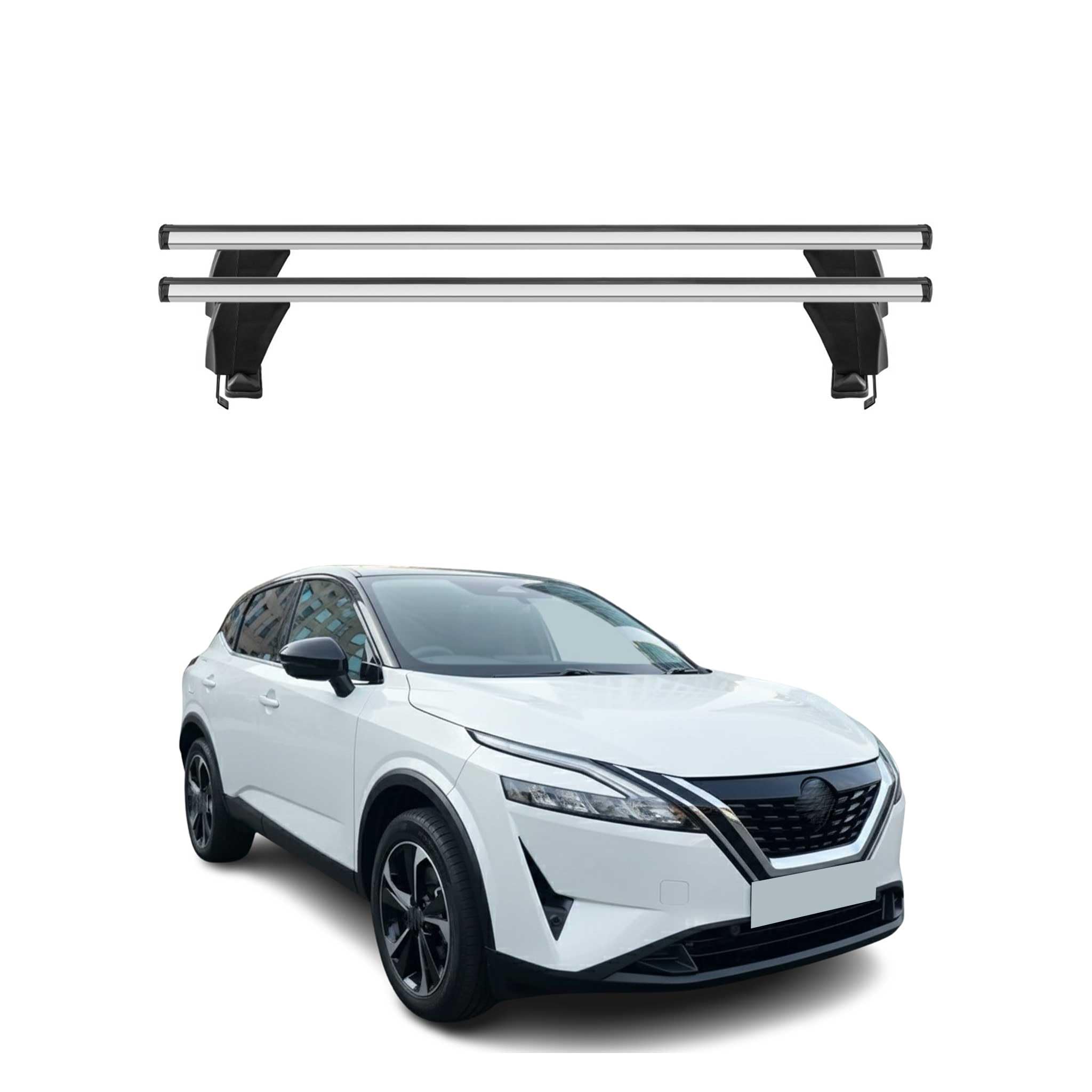 OMAC Poprzeczki aluminiowe do Nissan Qashqai J12 2021-2026 – Zamykane – Rowek T – City Crash Tested – Nośność 50 kg Szary