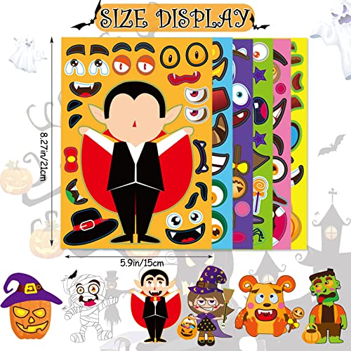 Halloween Party Favors Stickers For Kids - 42 Sheets Halloween Make Face Stickers For Kids Toddlers Halloween Activities Party Supplies Goodie Bag Fillers, 6 Designs #TOP2