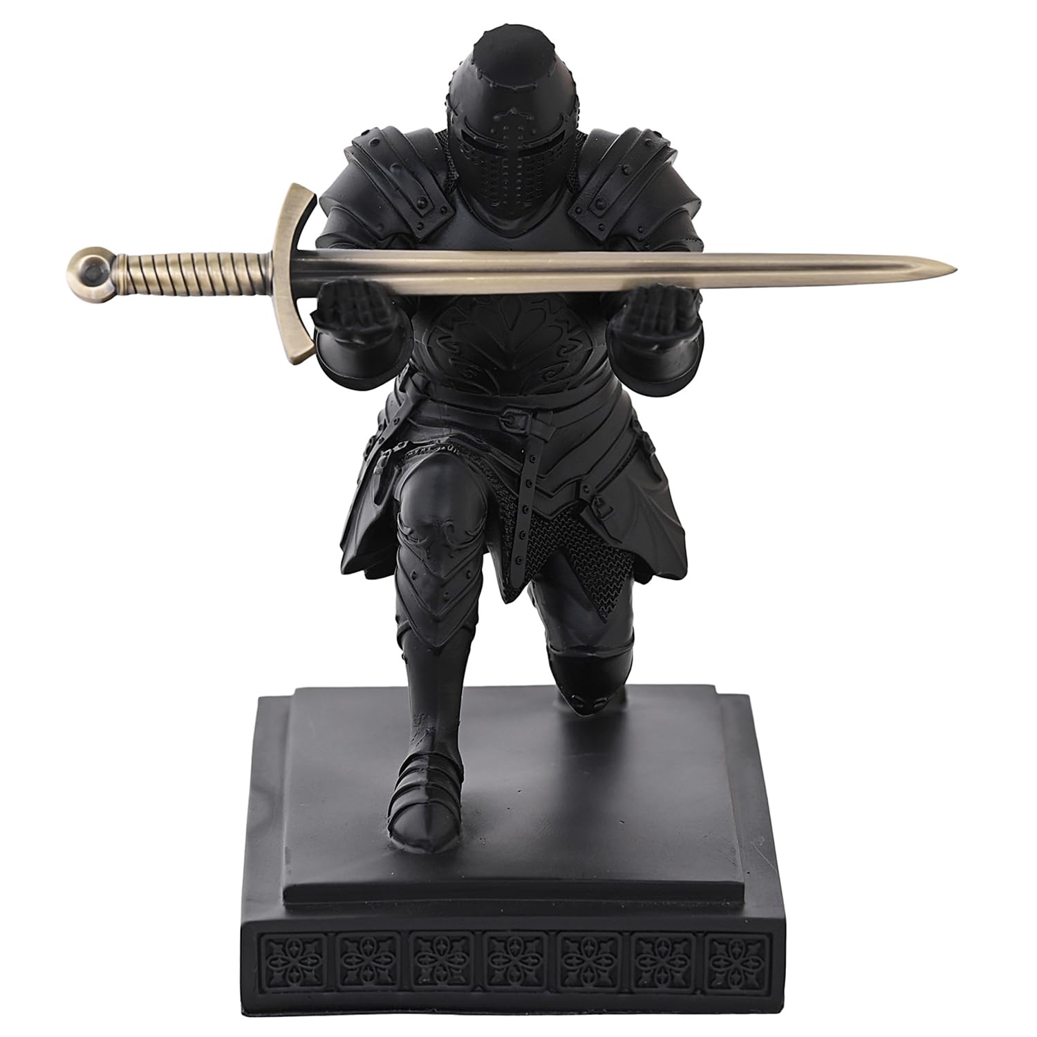 Templar Vanguard Soldat Stiftehalter Bleistiftständer Schreibtisch-Organizer und Zubehör als Geschenk für Mittelalter-Krieger-Enthusiasten (Schwarz)