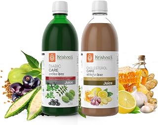 Krishna's Herbal & Ayurveda Diabic Care Juice And Cholesterol Care Juice For Manage Sugar Levels, Cholesterol Levels And Improves Digestion - 1 Ltr Each (Combo Pack of 2)