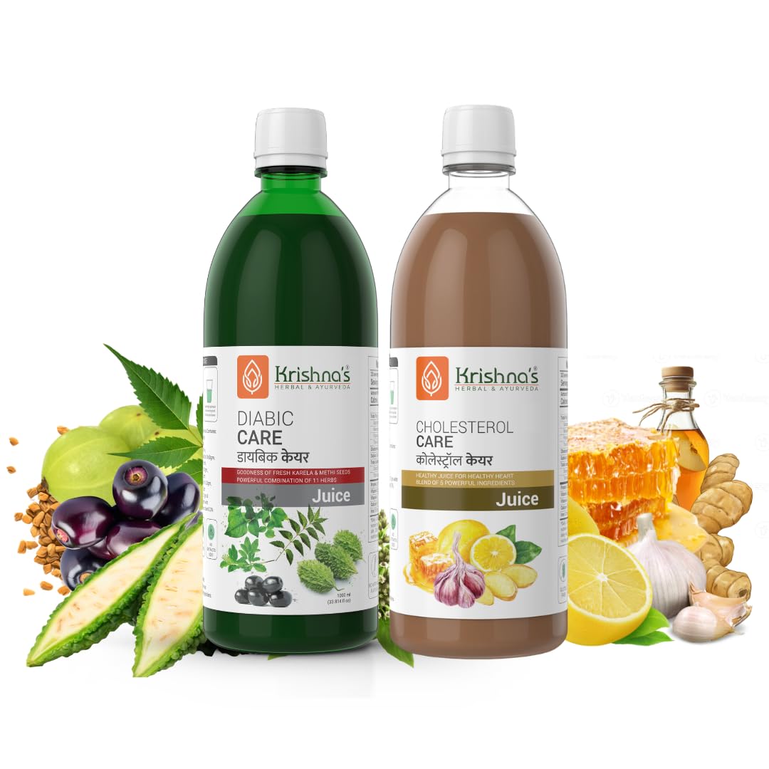 Krishna's Herbal & Ayurveda Diabic Care Juice And Cholesterol Care Juice For Manage Sugar Levels, Cholesterol Levels And Improves Digestion - 1 Ltr Each (Combo Pack of 2)-image-45