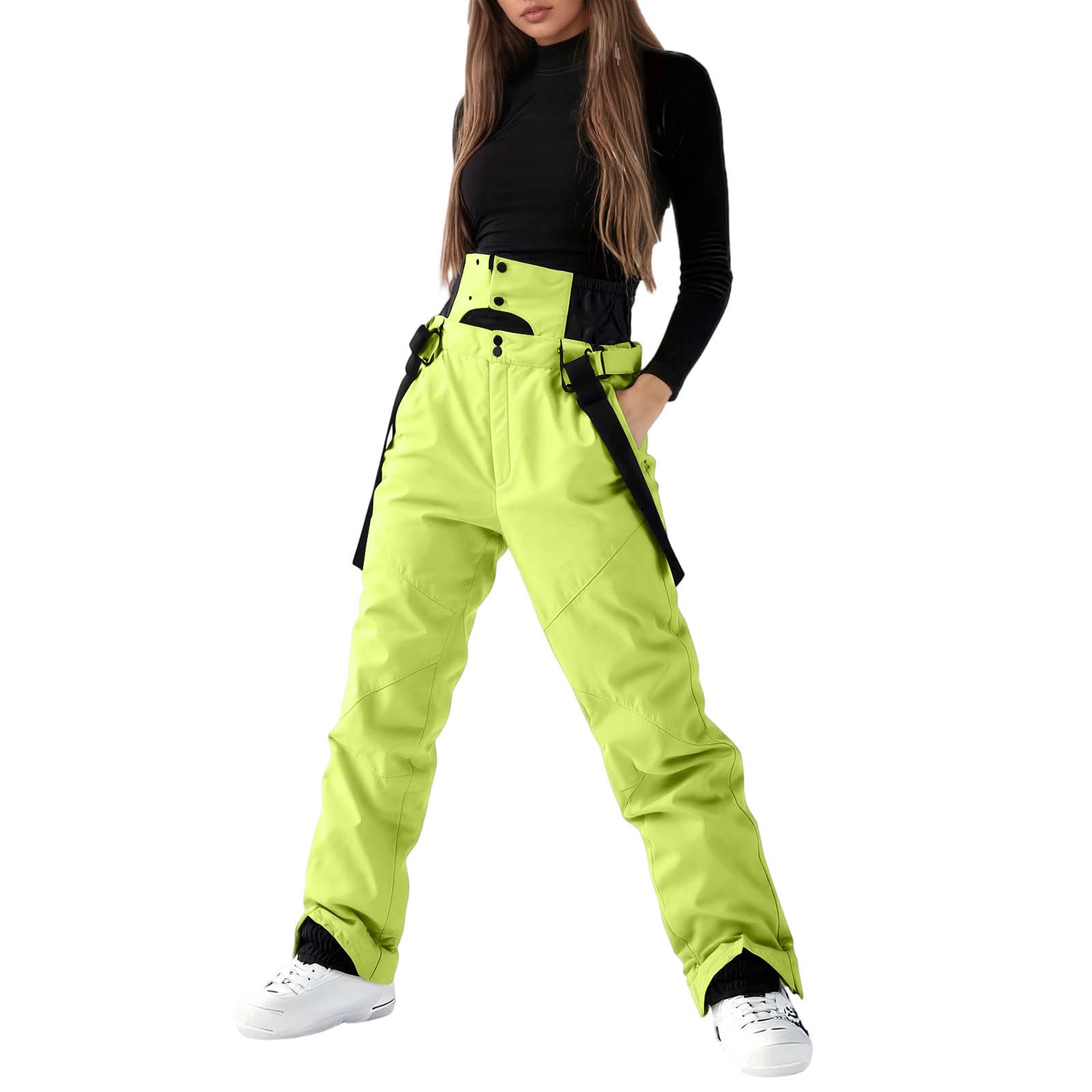 Salopette De Ski Femme Couleur Pure avec Poches - Vetement Thermique Femme Unique Mode, Pantalon Randonnée Chaud, Pantalons Ski Imperméable Épais Outdoor