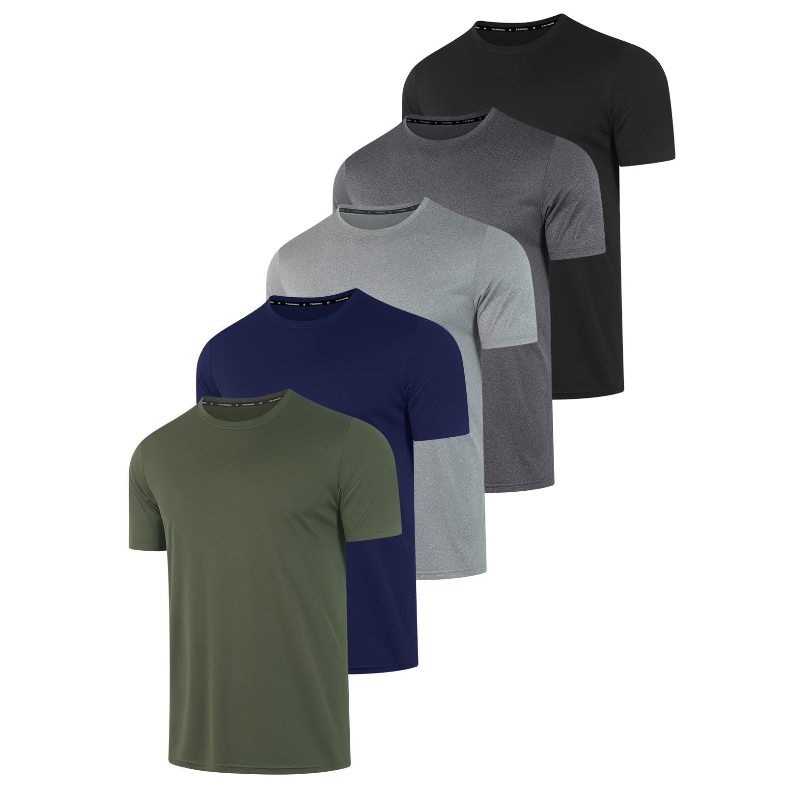 DEHORU 5er Pack UPF 50+ Sport Tshirts Herren Kurzarm Uv-Schutz Sonnenschutz Fitness Sportshirt Schnelltrocknend Atmungsaktives Funktionsshirt Laufshirt Trainingsshirt