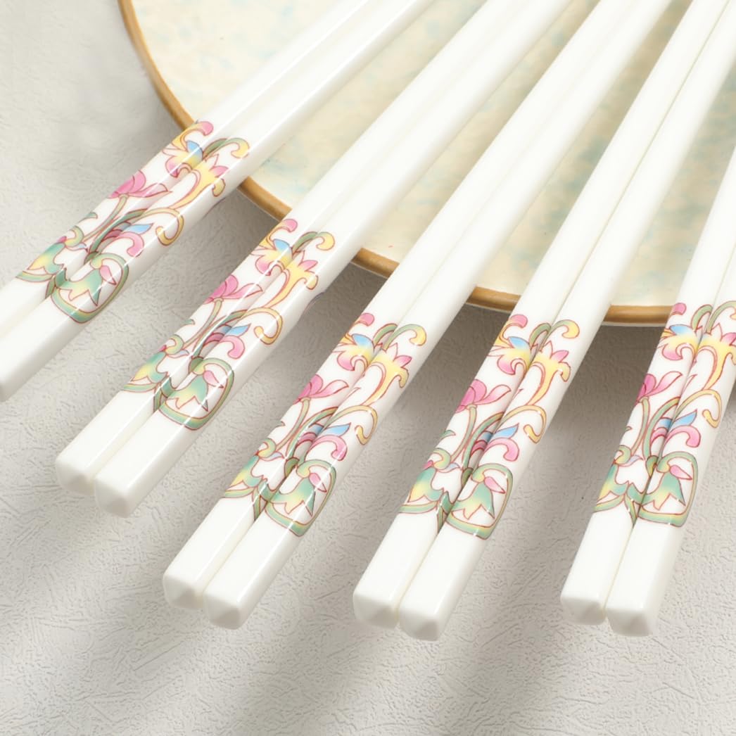 Coffret cadeau de baguettes en porcelaine chinoise, coffret cadeau de baguettes réutilisables lavables au lave-vaisselle avec étui, baguettes en céramique osseuse de haute qualité avec boîte déli