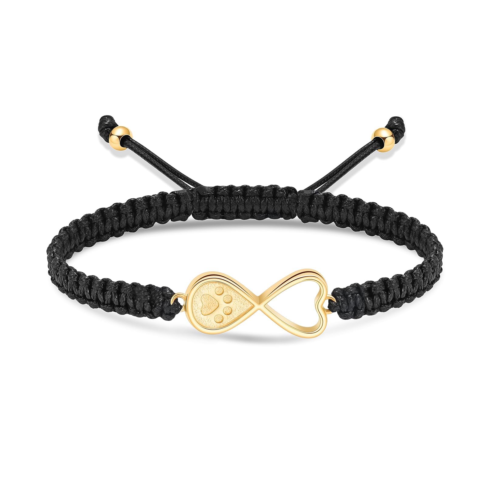 Infinity Heart Urn Bracelet for Ashes Pet Dog Cat Paw Print Cremation Jewelry Keepsake Braided Rope Adjustable Bangle Memorial Gift for Men Women, Stainless Steel