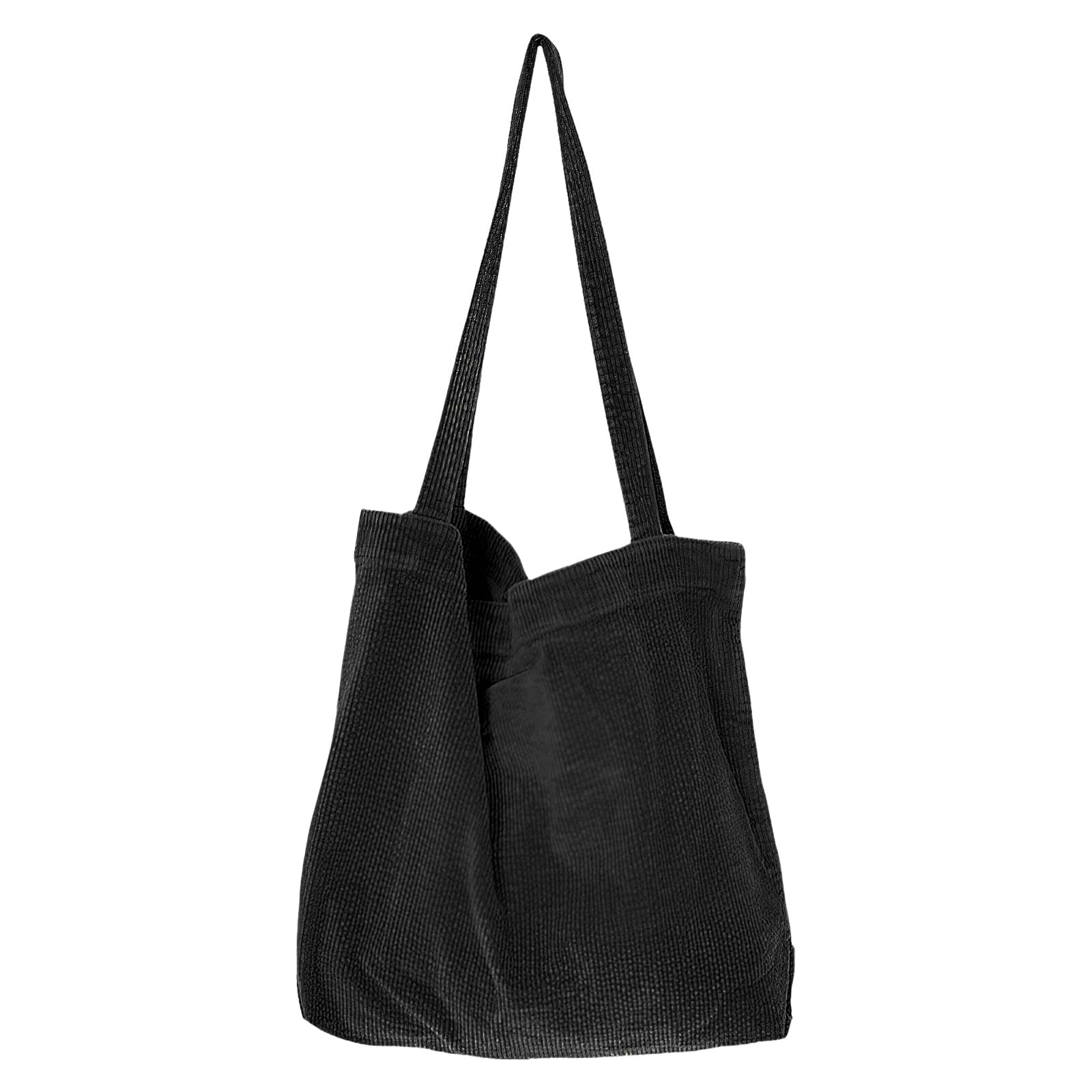 WITERY Corduroy Tote Bag for Women - Casual Zipper Closure Large Hobo Bag with Inner Pockets, Ladies Corduroy Handbags Purse