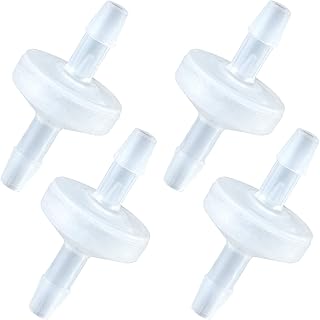 PAGOW 1/8Inch Check Valve, 4 Packs 4mm PVDF Wear-Resistant One-Way Check Valve for Fuel Gas Liquid Air, Plastic Water Stops Check Valve, Micro Diaphragm Check Valve for Air Intake Feed
