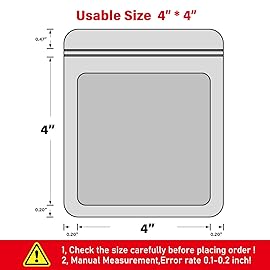 EONJOE 100-pack 44 inch mylar bags with clear window holographic resealable sealable packaging zip bag for small bussiness jewelry candy sample food packing supplies white