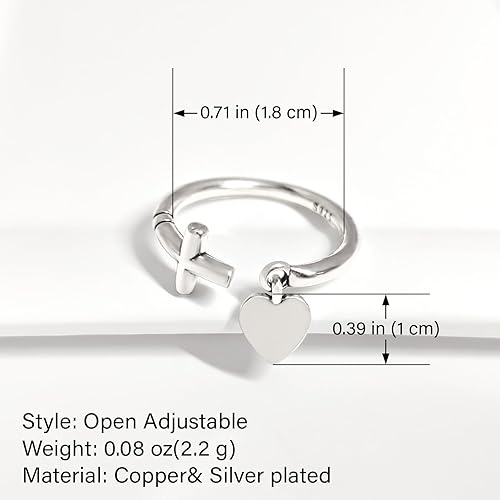 Miniatura 49 de 925 Sterling Silver Ring Minimalist Adjustable Rings Band Handmade Rings for Women Girls