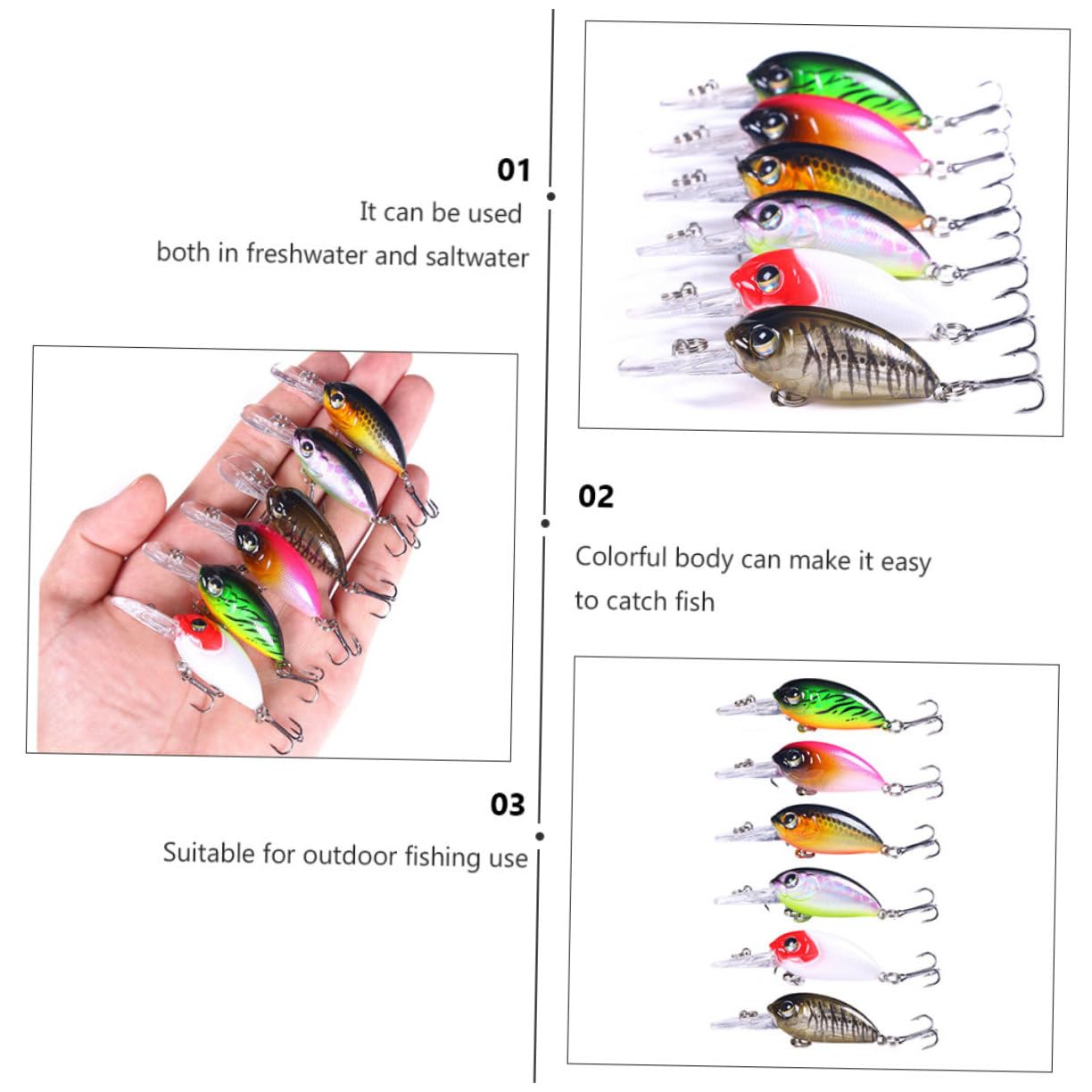 Leurre Appât Bleu Plongeur Leurres Hochet Poisson Trousse Vairon Attaquer Plongée Artificiel Appâts De Pêche Flottants Appâts De Pêche en Plastique Abdos Coloré