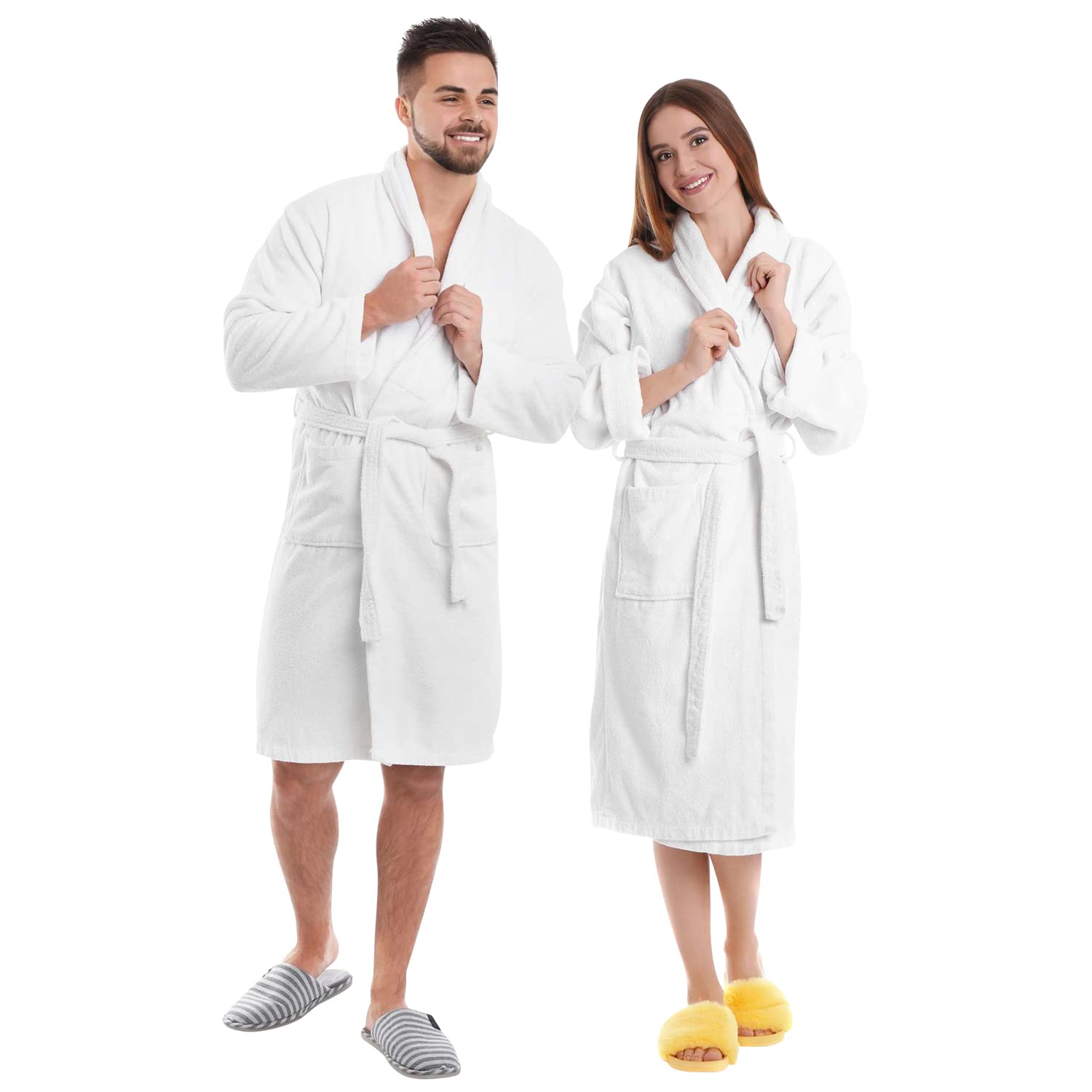 Jmr Usa Inc.Jmr Terry Cloth Robes for Women & Men - Lightweight Cotton Bathrobe - Spa-Quality White Cotton Robe for After Shower
