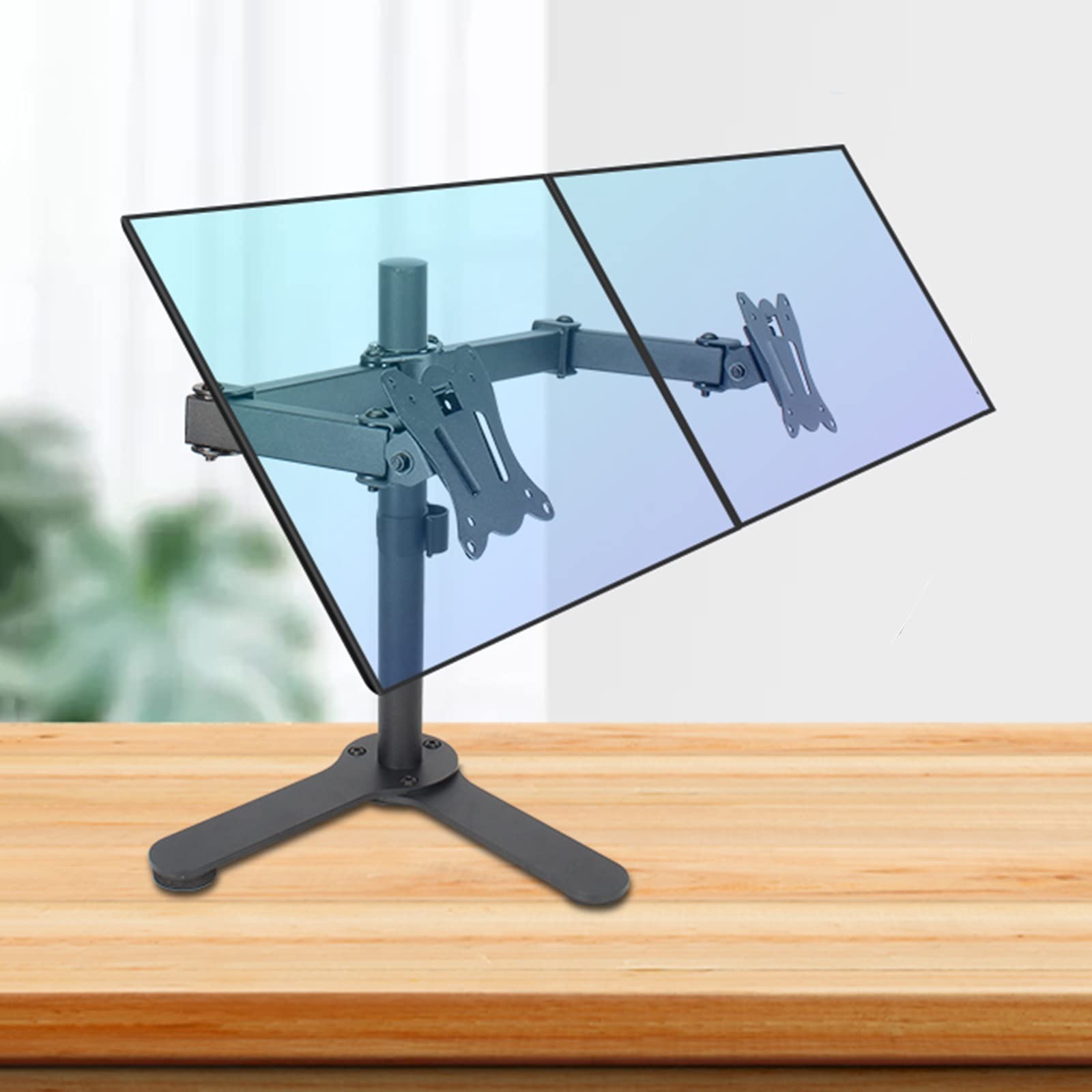 Supporto Doppio per Monitor, Robusto Supporto da Scrivania Completamente Regolabile per Schermi da 12 A 24 Pollici, Supporta 2 Schermi Fino A 10 Kg/22 Libbre Ciascuno