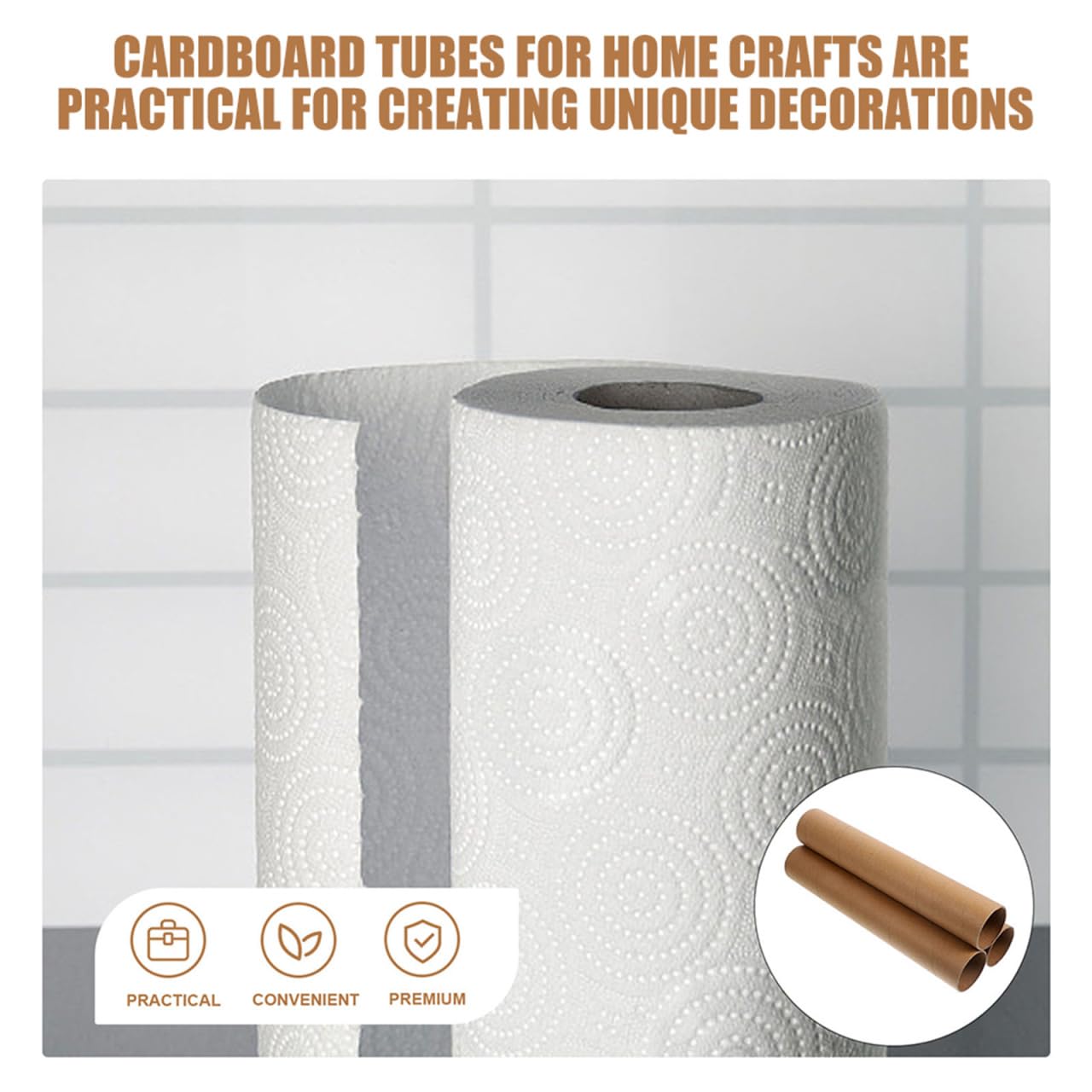 Lurrose 6 tubos de papel marrón para proyectos de bricolaje, rollos de papel para manualidades y actividades artísticas, tubos de cartón para álbumes de recortes y diseños creativos