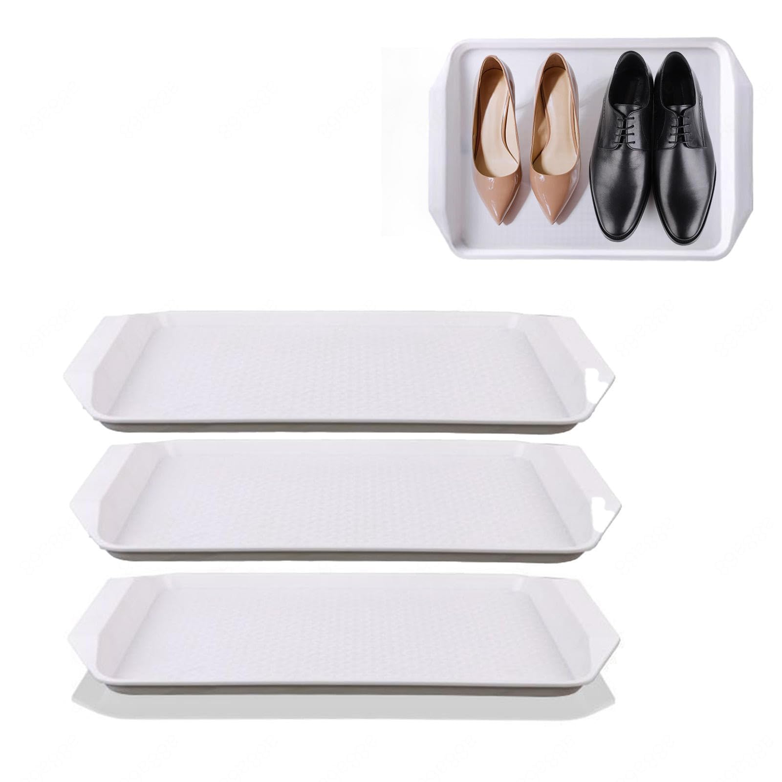 Shoe Tray 3 Pack Shoe Tray for Entryway Indoor Wet Shoe Mats for Garden, Bedroom, Entrance Area, Garage Shoe Mat,White