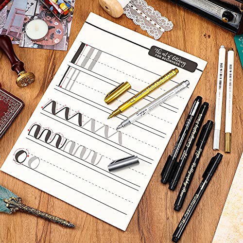 Chinco 9 Pieces Calligraphy Set For Beginners Learn Caligraphy Kits, Including 8 Pieces Calligraphy Brush Pens Hand Lettering Pens And Lettering Workbook Calligraphy Book For Teen Kid Adult #TOP4
