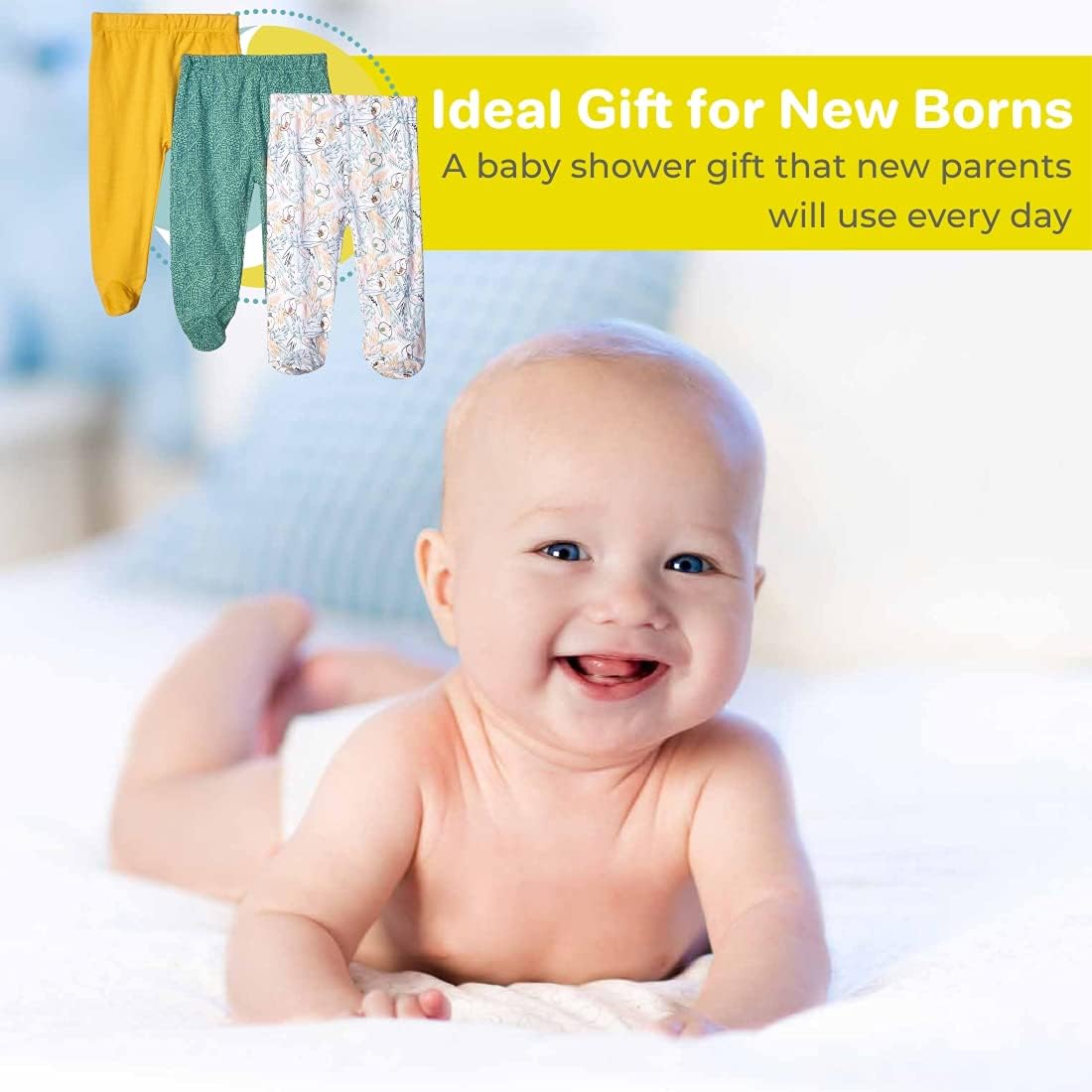 Spasilk Baby Boys' 3 Pack Cotton Pull on Footed Pants - Image 6