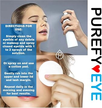 PUREFYEYE (4oz) Hypochlorous Eyelid Daily Cleanser for Relief from Dry Eye, Skin Irritations, Rosacea, Pink Eye. Gentle, Non-irritating and Hypoallergenic.(4oz, 4 Month Suppy)