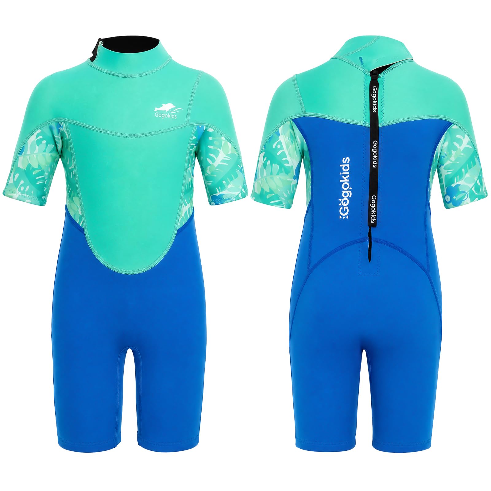 Gogokids Kinder Neoprenanzug Shorty 2,5mm Wetsuit für Jungen & Mädchen | UV-Schutz 50+ Einteiler mit Rückenreißverschluss, Kurzarm Schwimmanzug für Schwimmen, Schnorcheln & Surfen, Alter 2-8 Jahre