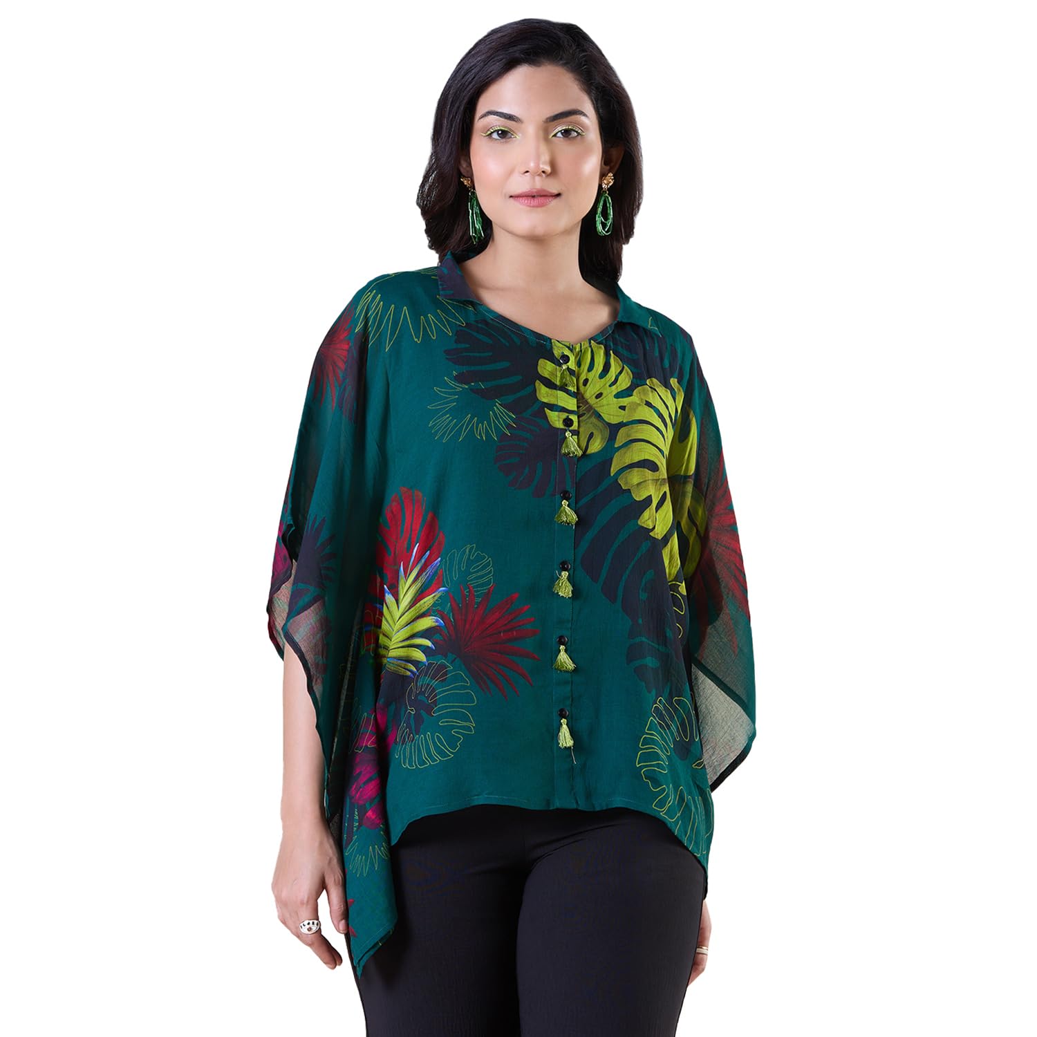 navyasa black liva crepe digital print kaftan for women-image-27