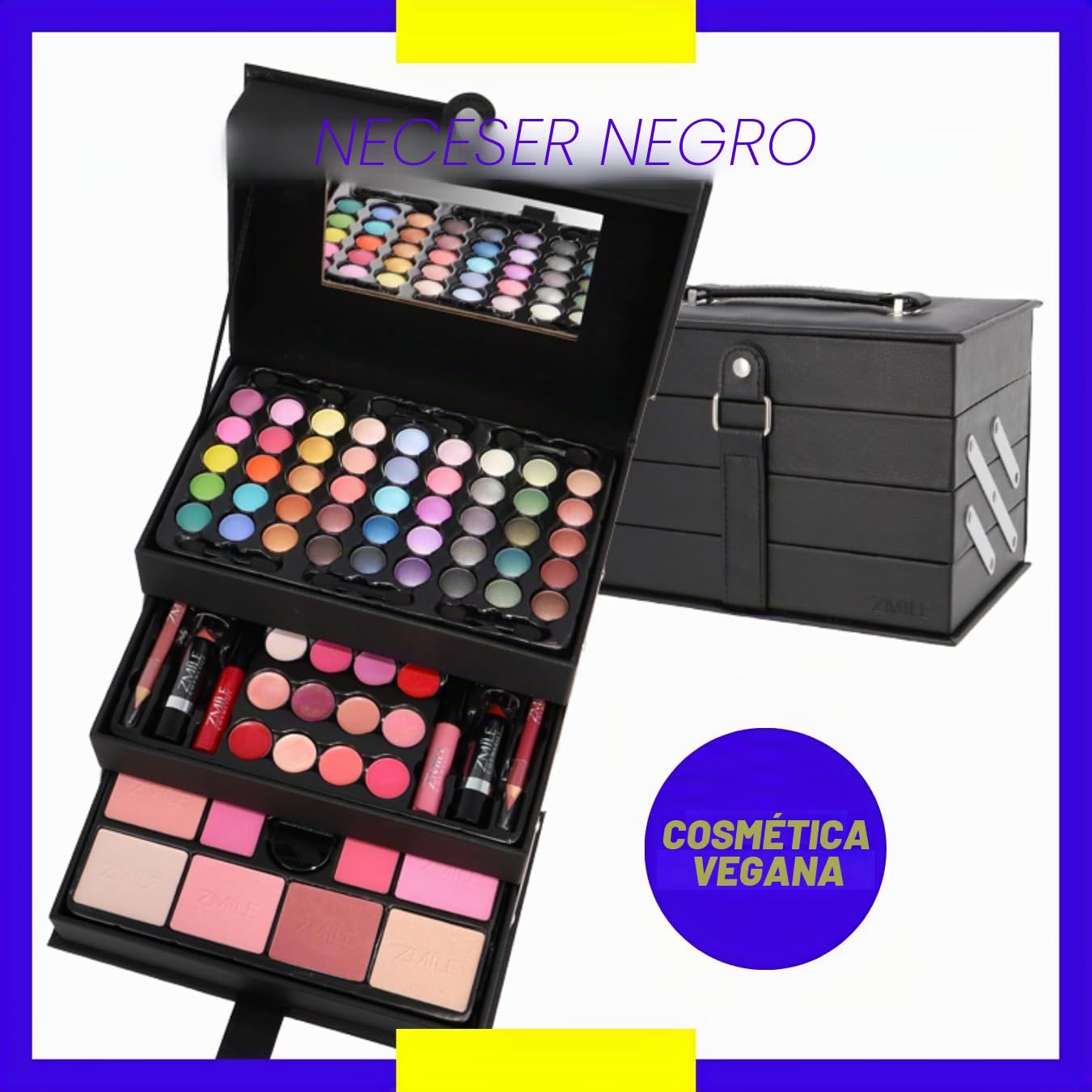 ZMILE Cosmetics - Maletín de maquillaje, Beauty Case Black, Cosméticos veganos