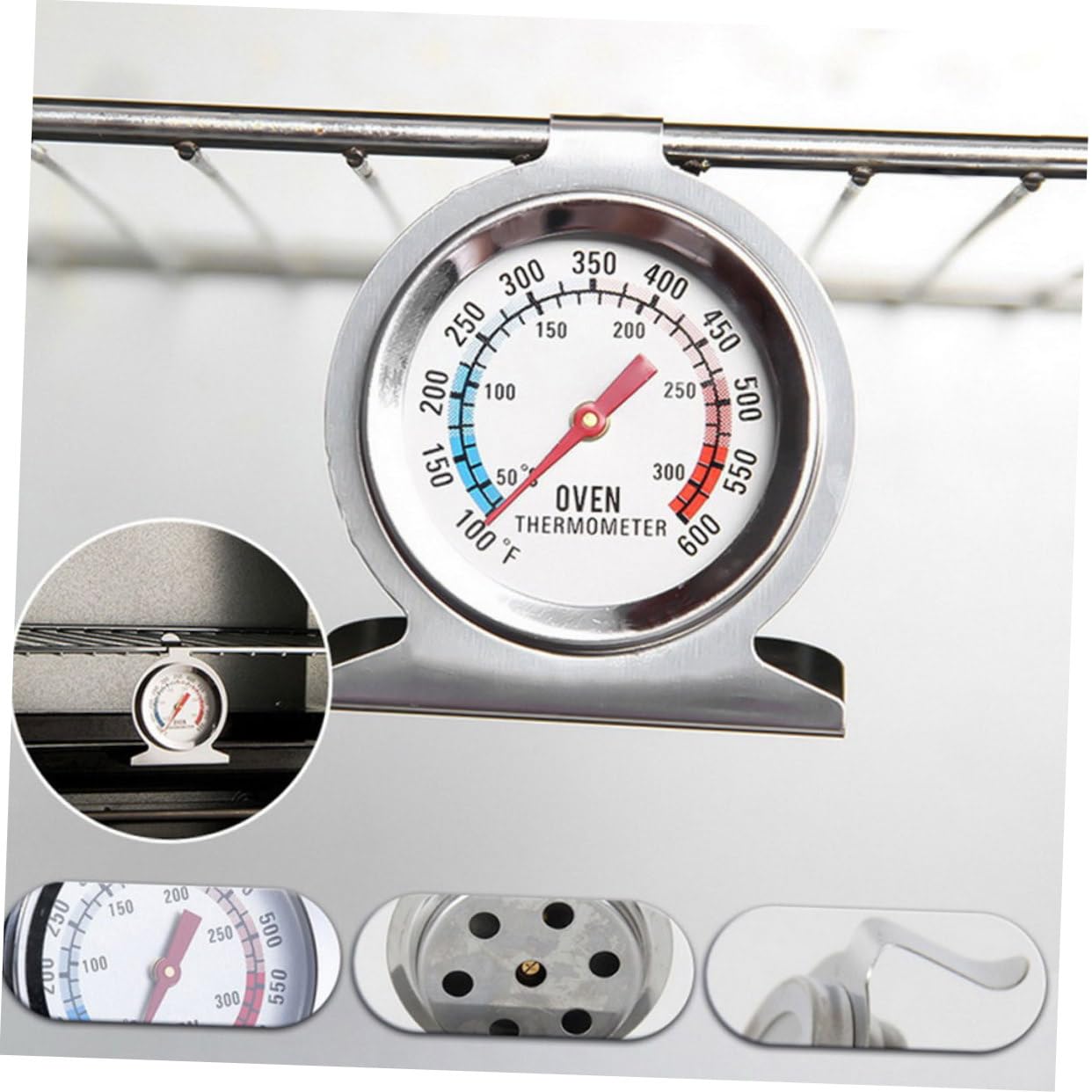 MUCKLILY 2Pcs Stainless Steel Oven Thermometers for Accurate Measurement Range for Grilling and Baking Kitchen Gadgets for Cooking and BBQ