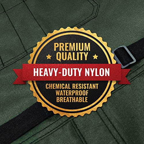 Under NY Sky No-Tie Barber Green Apron – Coated Heavy-Duty Nylon, Water and Chemical Resistant, Zipped Pockets, Split-Leg – Adjustable for Men, Women – Pro Hair Stylist, Colorist, Artist, Bartender