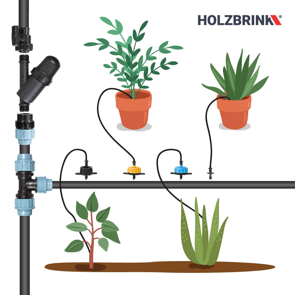 HOLZBRINK Microtubo de PVC Negro para Microaspersores 3x5mm, Sistema de Riego, Micromanguera para Riego por Goteo, 200m