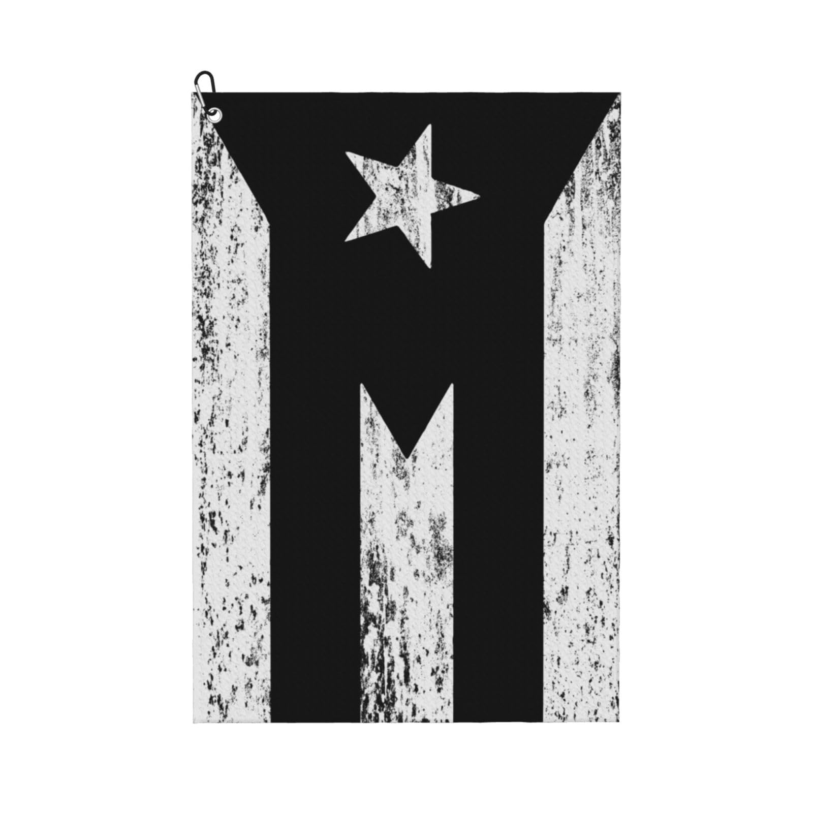 peiyeety Puerto Rico Flag Microfiber Golf Towel with Carabiner Clip, 16x24 Inch Absorbent Waffle Weave Towel for Golf Bags