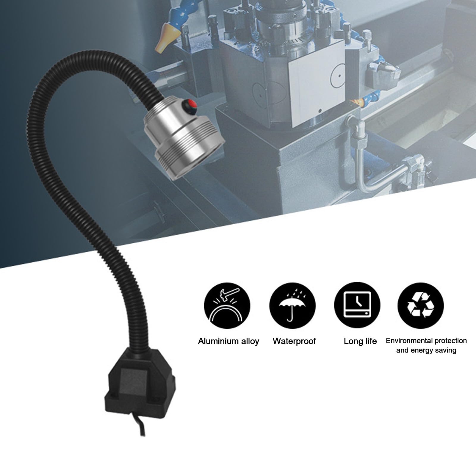 Attrezzatura Luminosa da Lavoro antideflagrante a 3W LED, Luce da Lavoro a 24V LED, Luce a Collo D'Oca Flessibile per l'illuminazione del banco del tornio della pressa a Trapano