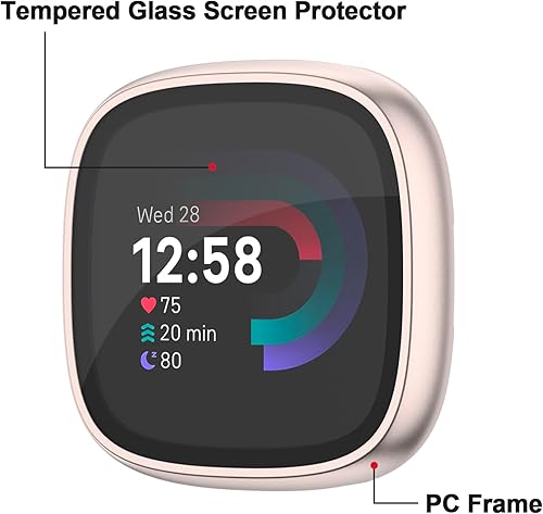 Miniatura 5 de Tobfit Funda rígida de policarbonato para Fitbit Versa 4, Fitbit Sense 2, protector de pantalla de vidrio templado integrado, funda protectora