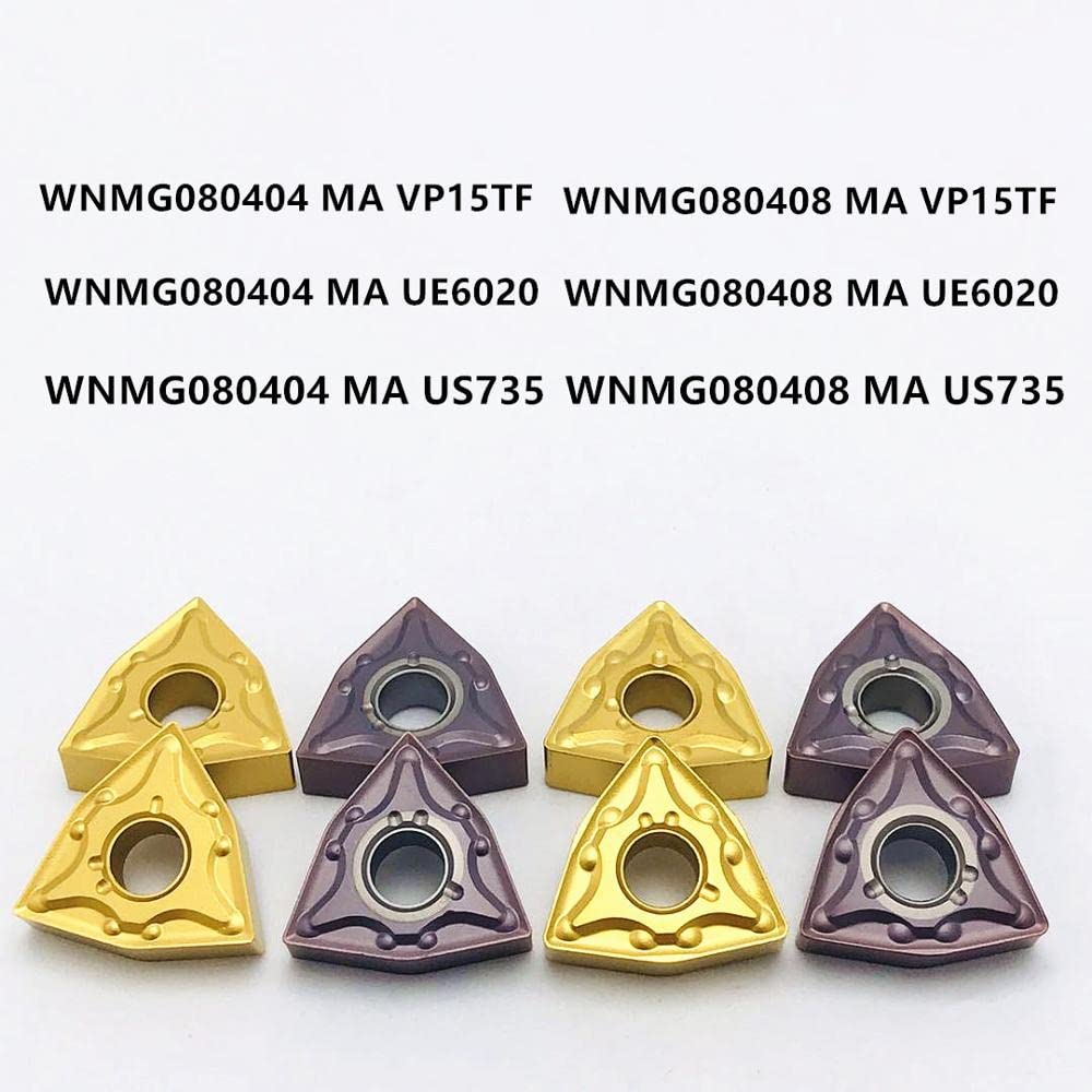 Inserto de carburo WNMG080404 WNMG080408 MA VP15TF UE6020 US735 Herramienta de torneado de metal externo de alta calidad Herramienta de torneado de fresado CNC(WNMG080408 MA UE6020,10PCS)
