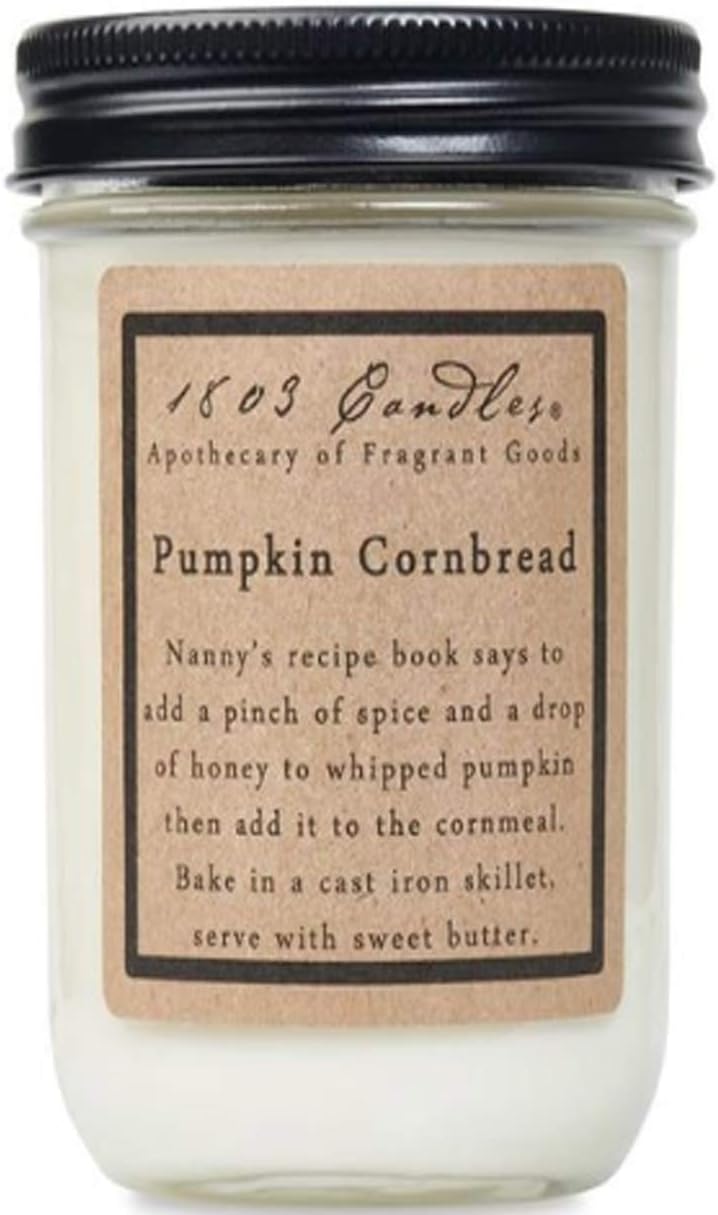 1803 Candles - 14 oz. Jar Soy Candles - (Pumpkin Cornbread)