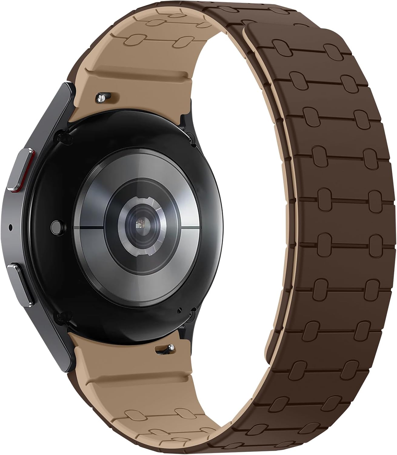 Amizee No Gap Band Compatible with Samsung Galaxy Watch 7 6 5 4 FE Band 40mm 44mm/Watch 6 Classic 43mm 47mm/Watch 5 Pro 45mm/Watch 4 Classic, 20mm Magnetic Silicone Strap for Women Men, D/L-Brown - Image 2