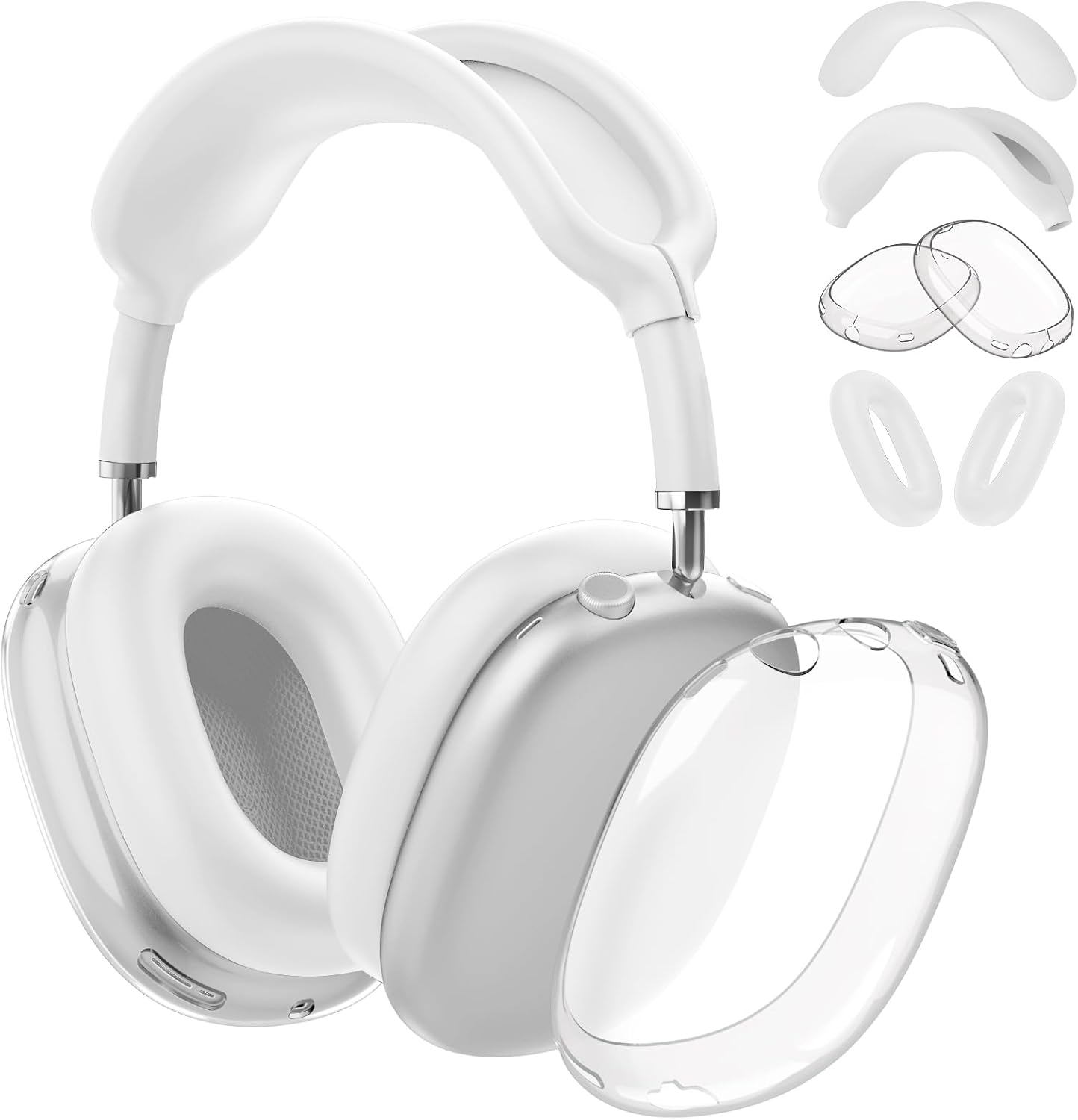 Fintie Case for AirPods Max 2 (2026) and AirPods Max 1 (2020/2024), Clear | Clear TPU Ear Cup Cover, Silicone Ear Pad and Headband Cover, Skin Protector Accessories