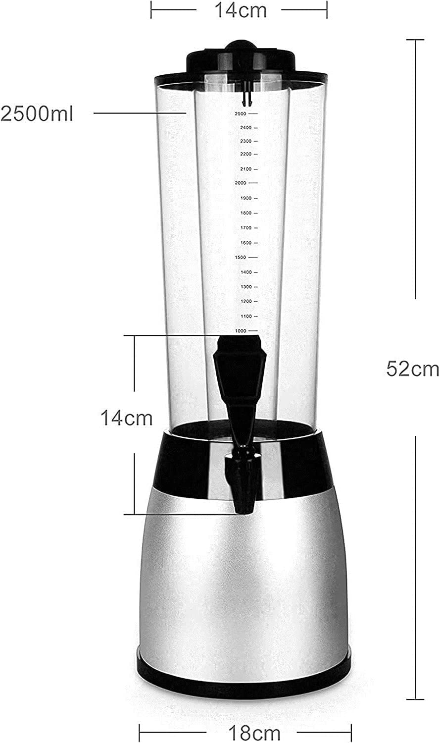 Beer Dispenser 2.5L Beer Tower Beverage Dispenser, With LED Colored Luminous Light And Ice Tube, Suitable For Parties And Games
