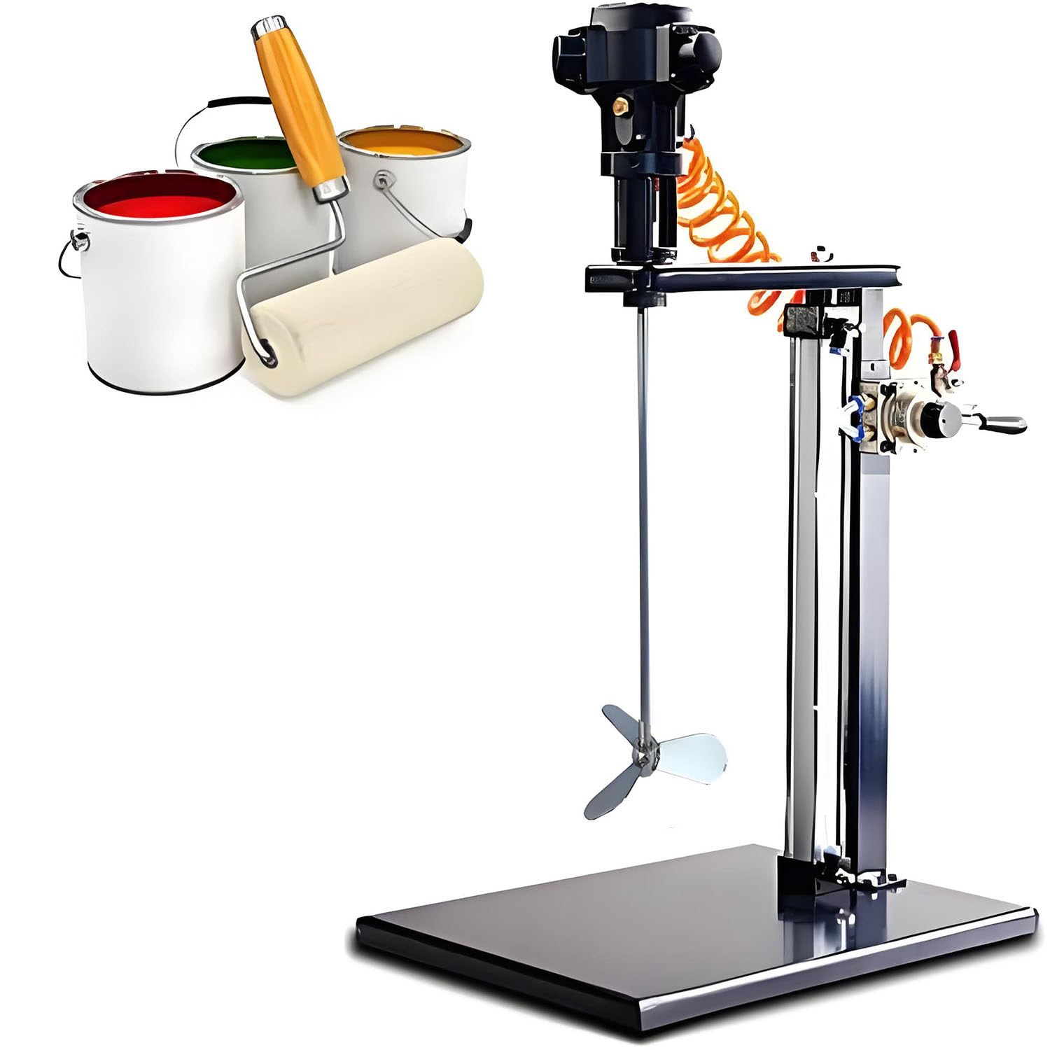 Jozyjul Impeller Pneumatic Paint Mixer Machine, 5Gal / 20L Automatic Lift Paint Stirrer, Air Bracket Agitator Blender Stirrer, Vertical Paint Stirring Machine, Ink Coating Mix Tool
