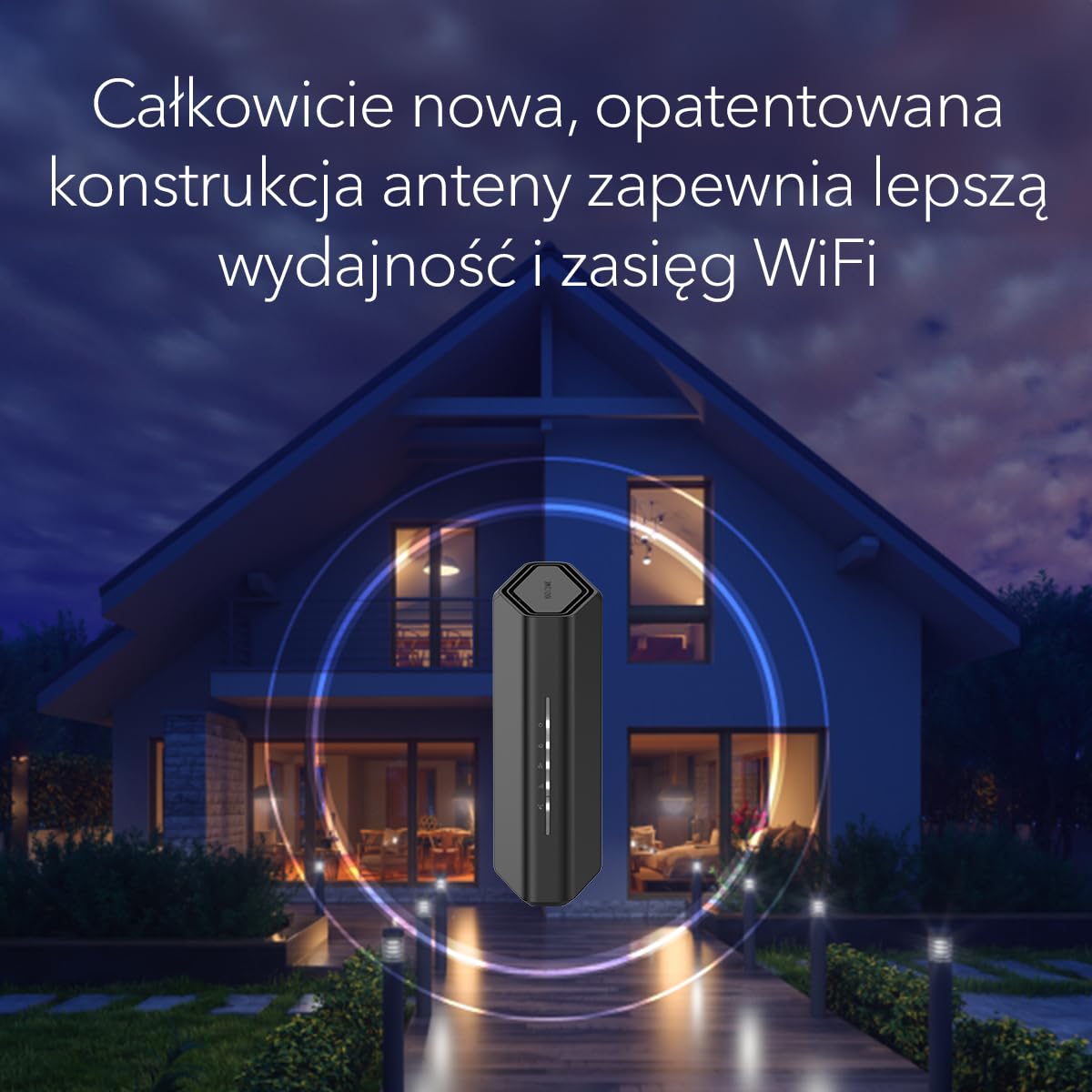 NETGEAR Nighthawk Dwuzakresowy router WiFi 7 (RS100) — funkcje zabezpieczeń, szybkość bezprzewodowa BE3600 (do 3.6 Gb/s) — do 135 m2, 50 urządzeń — port internetowy 2.5 Gb/s.